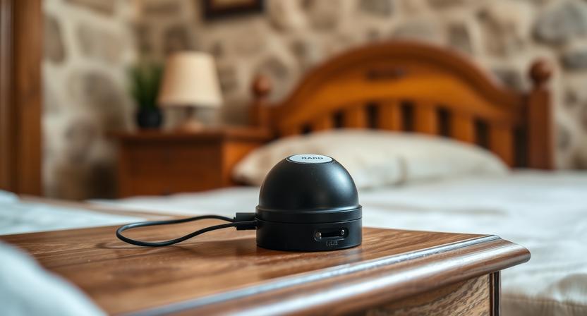 Due dosimetri passivi posizionati in cucina e in camera da letto di una villetta con muratura in tufo per la misurazione comparativa della concentrazione di gas Radon nei diversi ambienti