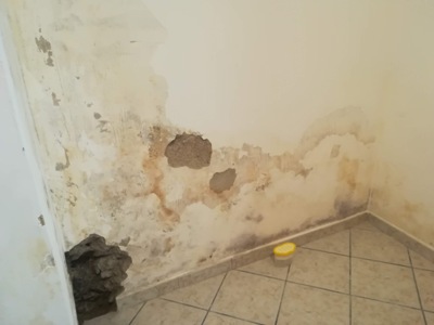 Umidit&agrave; da risalita capillare in muratura: aloni di sali ed efflorescenze alla base della parete